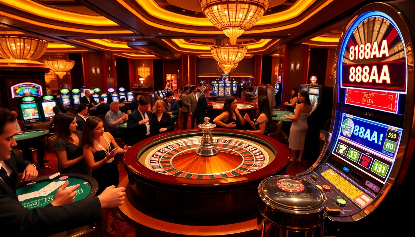 Experience the thrill of winning at 88AA roulette with players enjoying a vibrant casino atmosphere.