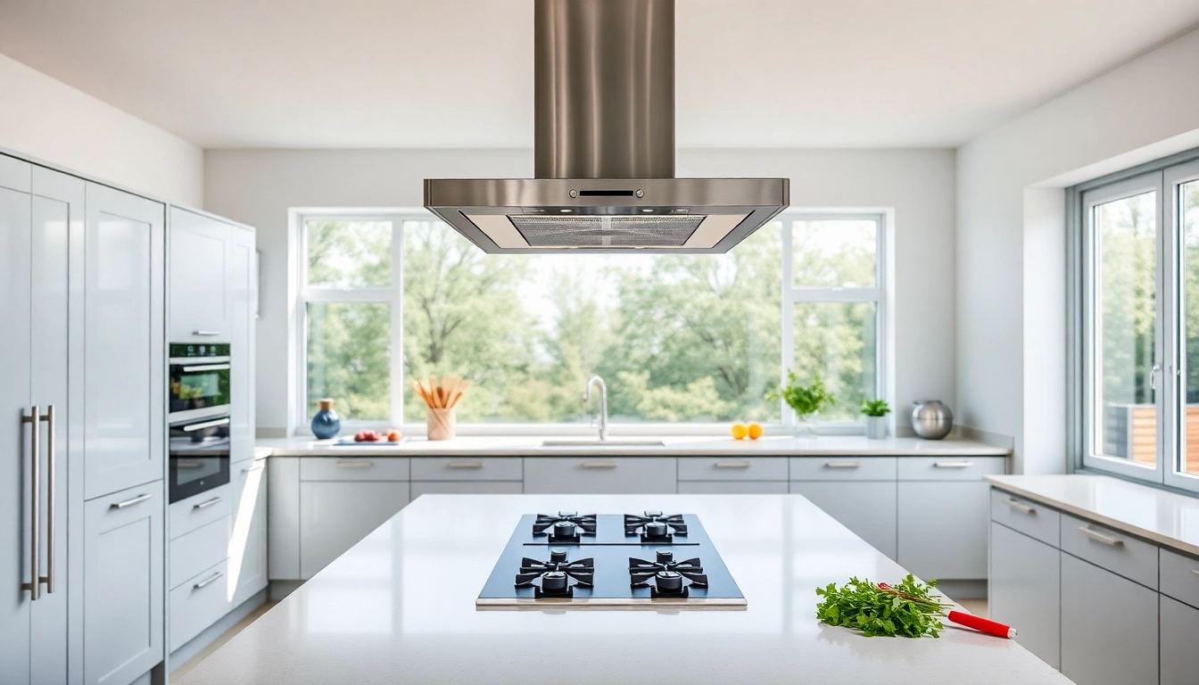 Enhance your cooking with a stylish island cooker extractor hood above a modern kitchen island.