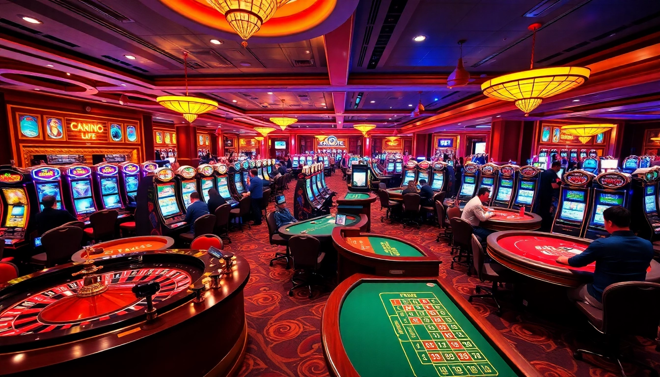 Experience the excitement of gameplay at https://www.5z7776.com/, showcasing vibrant slot machines and bustling casino activities.