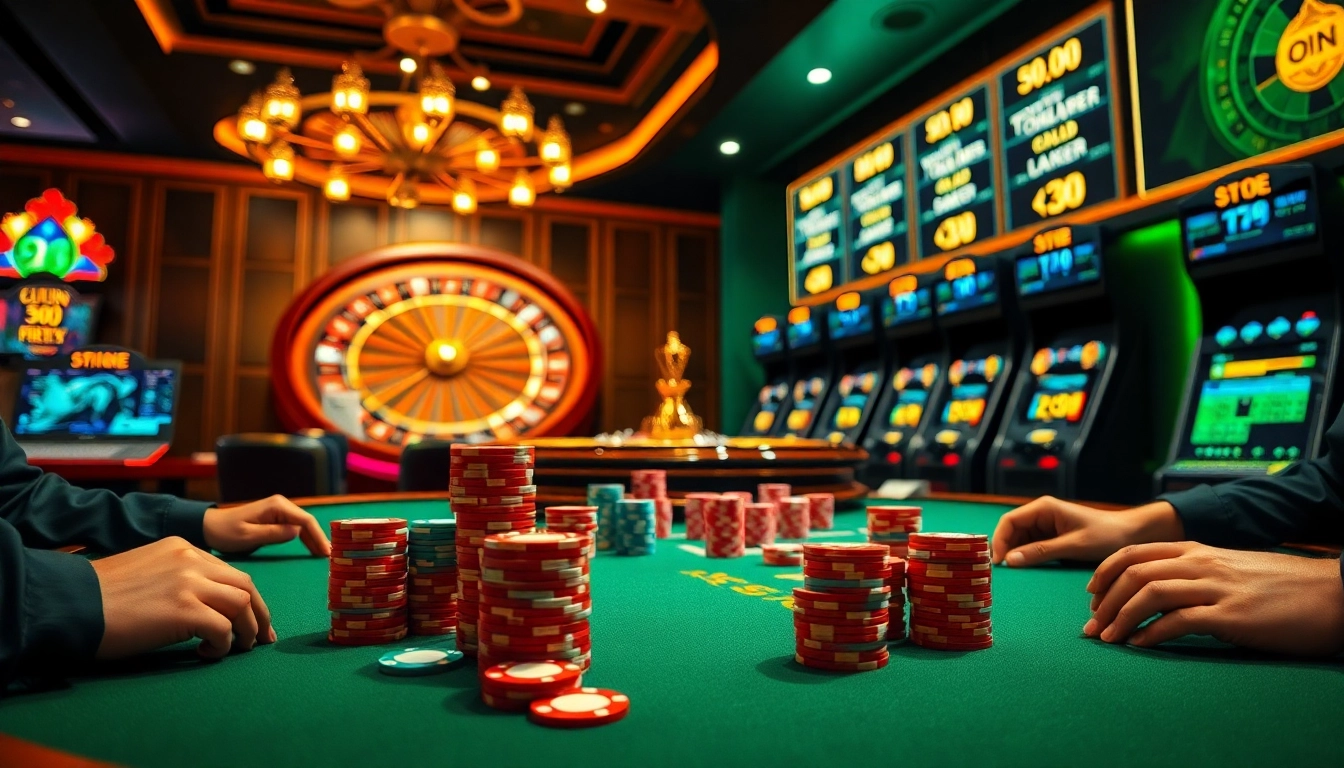 Players enjoying a high-stakes poker game at rikvip's luxurious online casino.